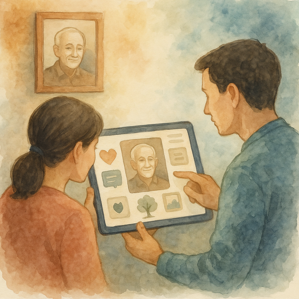 People viewing digital profiles illustration